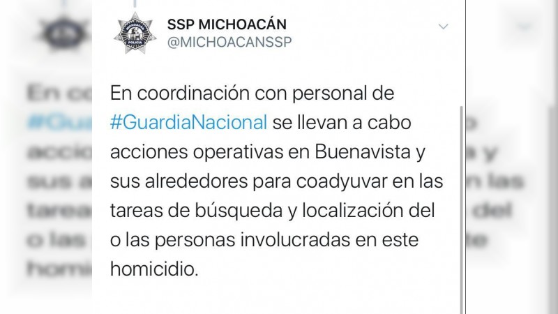 Guardia Nacional tras los homicidas de ex edil de Buenavista 