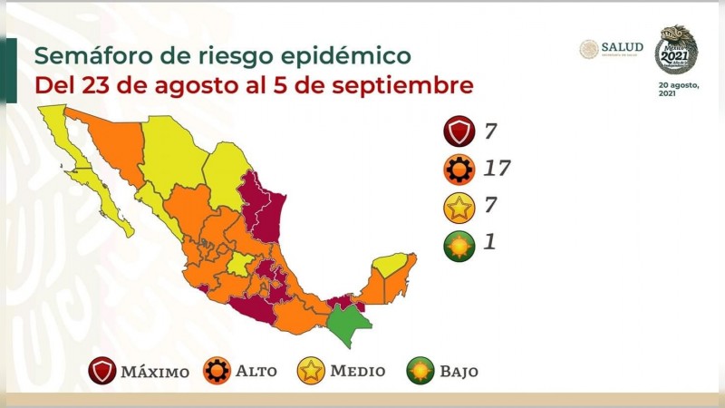 Sigue Michoacán en Semáforo Naranja la próxima semana
