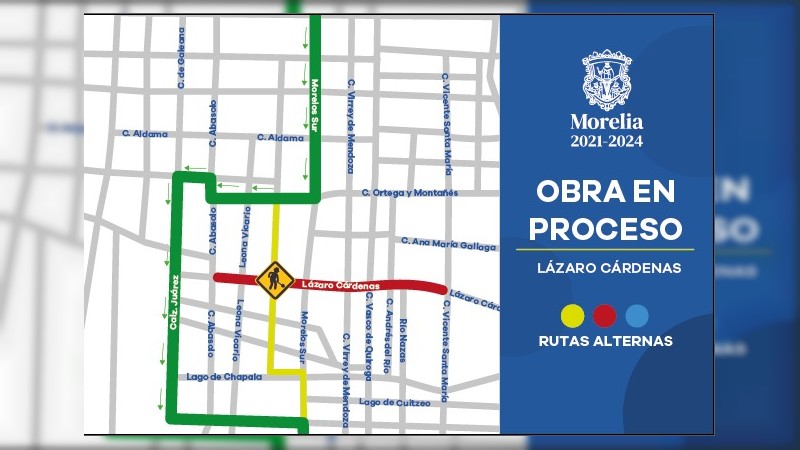 Cierres a la circulación por obras en avenida Lázaro Cárdenas