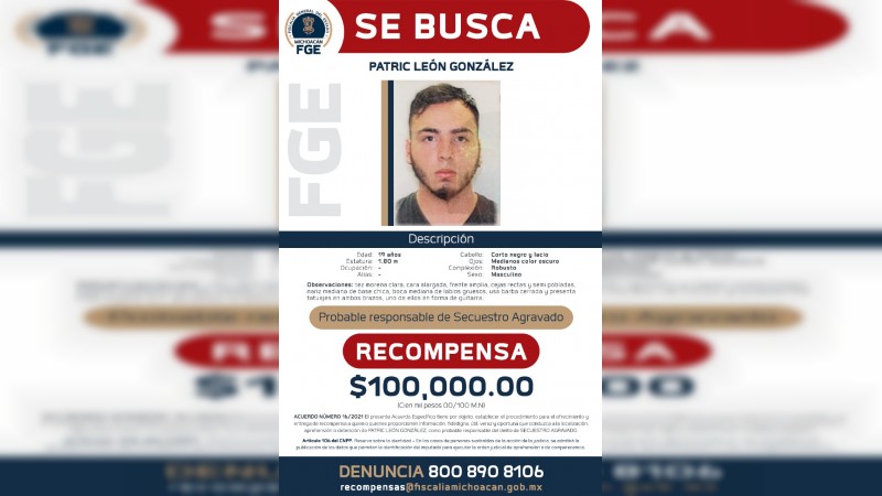 Ofrecen recompensa de 100 mil pesos, por presunto secuestrador de Fernanda 
