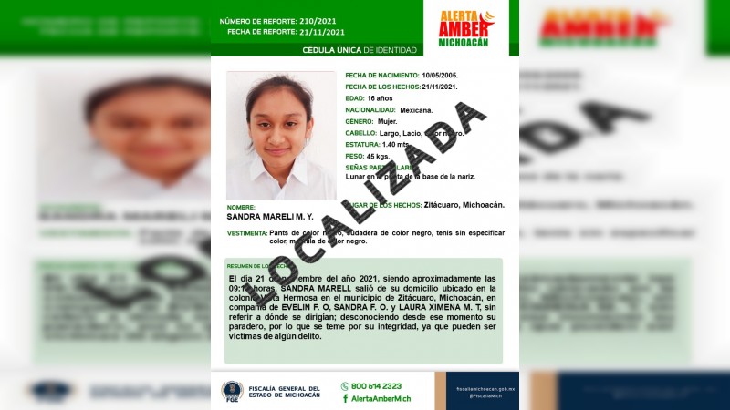 Localizan a 4 menores reportadas como desaparecidas en Zitácuaro