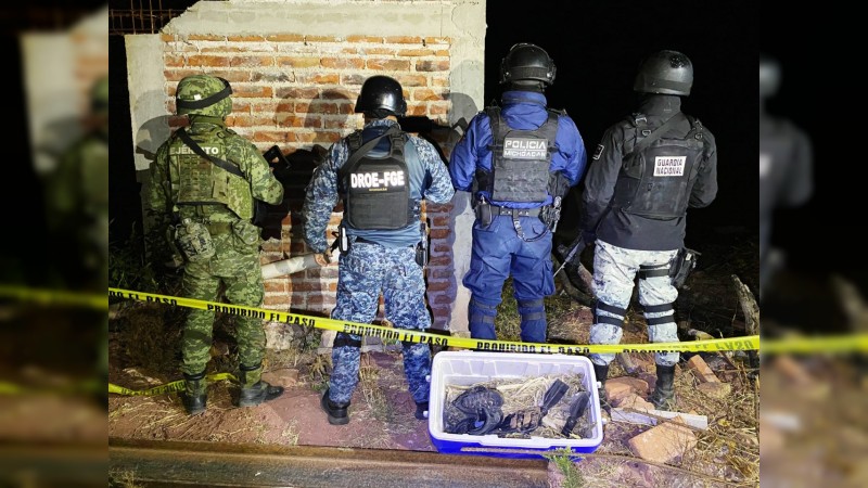 En San José de Gracia, SSP, Sedena, GN y FGE aseguran artefactos explosivos