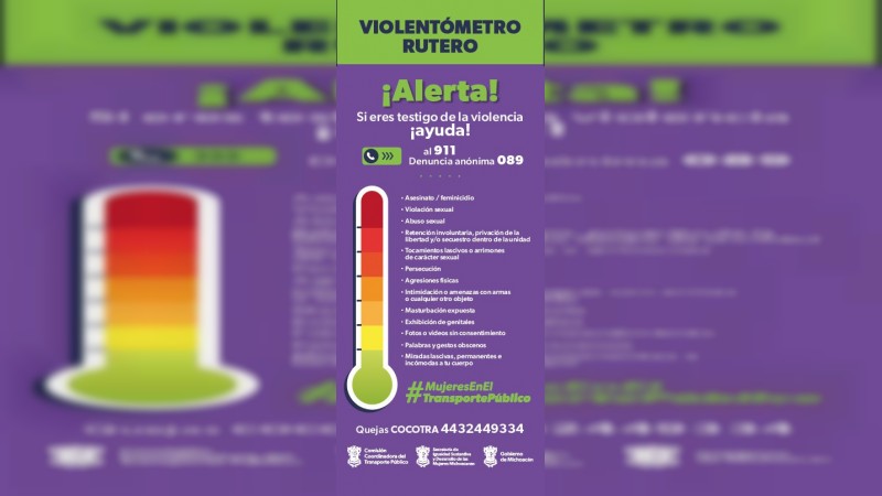 Violentómetro Rutero, una herramienta para identificar agresiones en el transporte: Seimujer