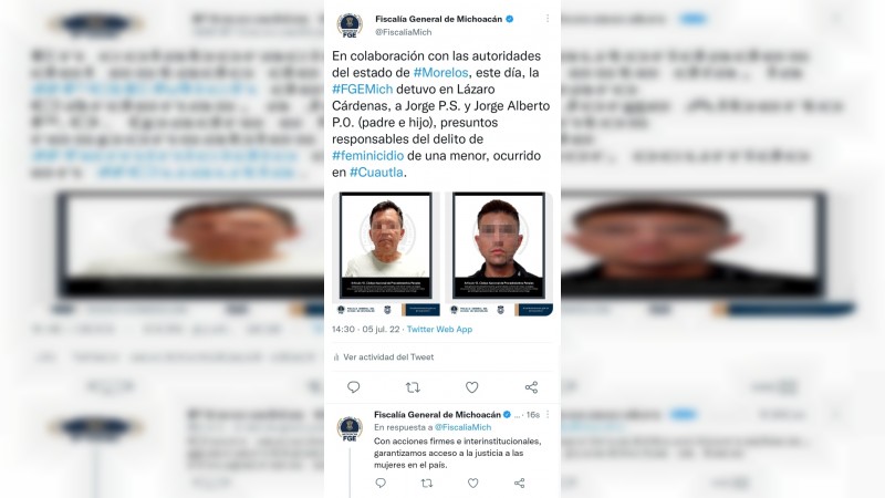 Atrapan en LC a padre e hijo acusados de asesinar a una adolescente, en Morelos