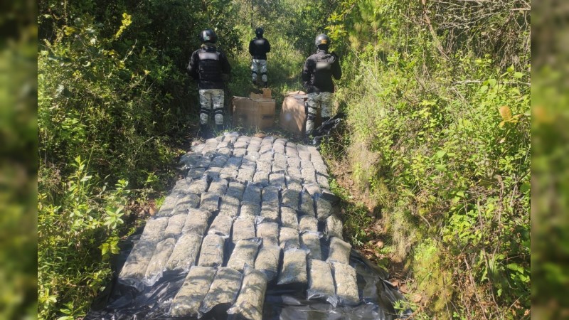 Sujeto abandona 84 paquetes con mariguana, en Pátzcuaro; GN los asegura 
