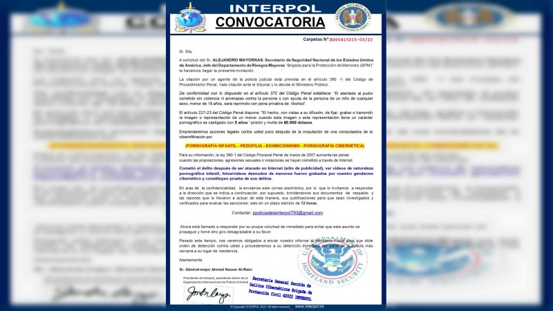 Emite INTERPOL, notificación Morada para no ser víctimas de delitos
