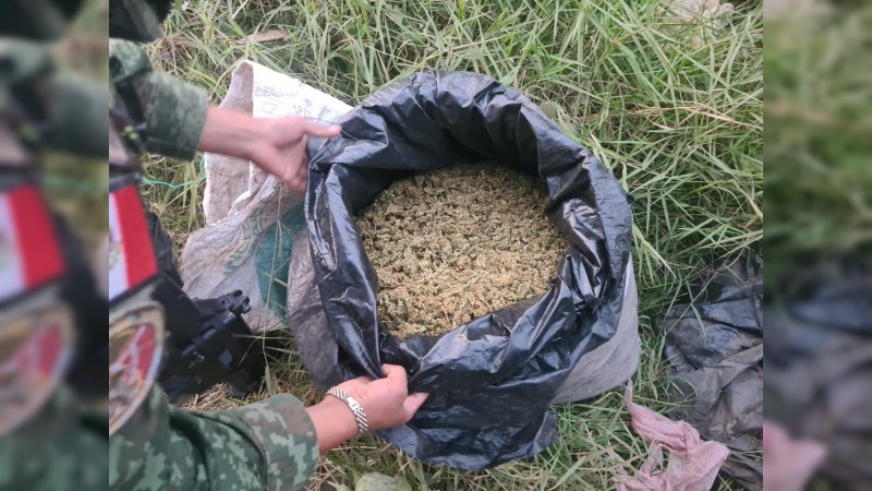En Uruapan, abandonan bolsa con 10 kilos de mariguana 