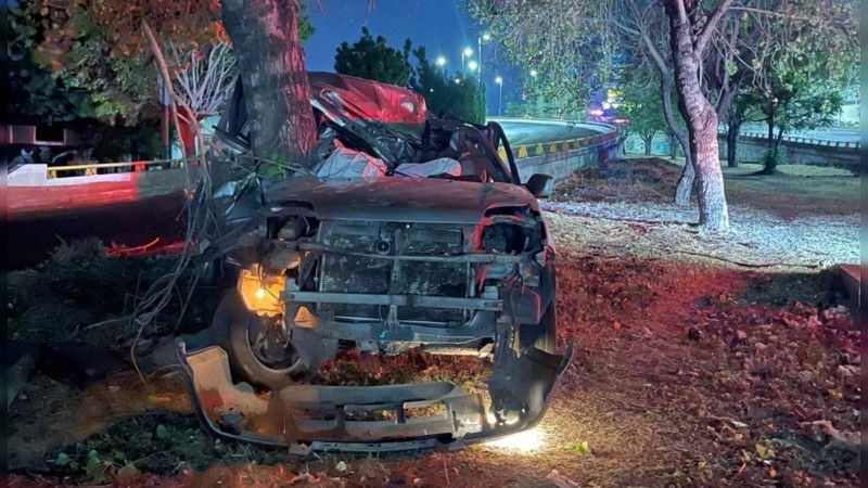 Muere conductor tras estrellar su auto contra árbol, en Morelia 