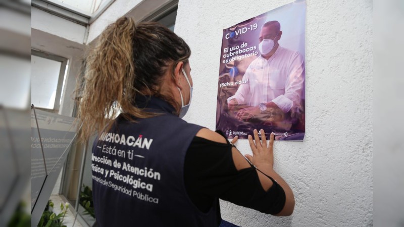 Intensifica SSP acciones para el uso de cubrebocas en Cuarteles de la Policía Michoacán