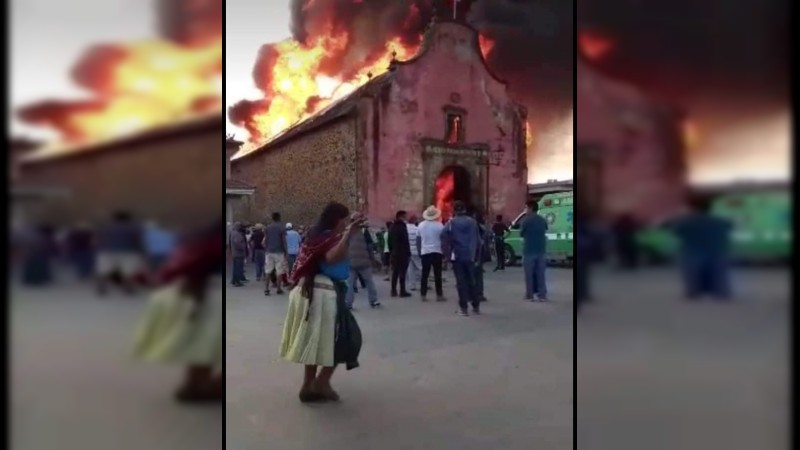 Arde iglesia de Santiago Apostol de Nurio 
